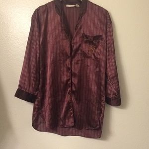 Victoria secret pajama top maroon yellow green